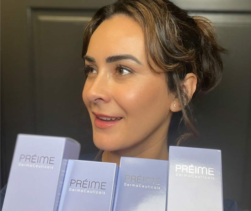 preime-dermafacial-treatment registered nurse claudia moreno with preime dermafacial products